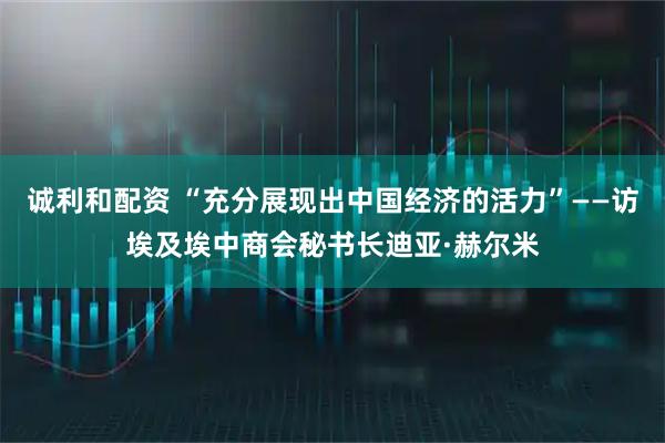 诚利和配资 “充分展现出中国经济的活力”——访埃及埃中商会秘书长迪亚·赫尔米
